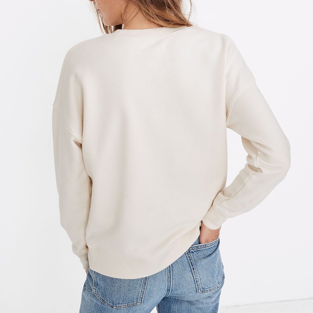 Madewell Re)sourced Cotton Mainstay Sweatshirt Kimball Stripe XL / ANTIQUE CREAM - Picture 3 of 8
